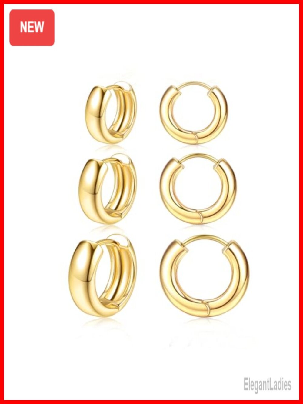 14K Gold Plated Chunky Hoop Earrings Set Hypoallergenic Small